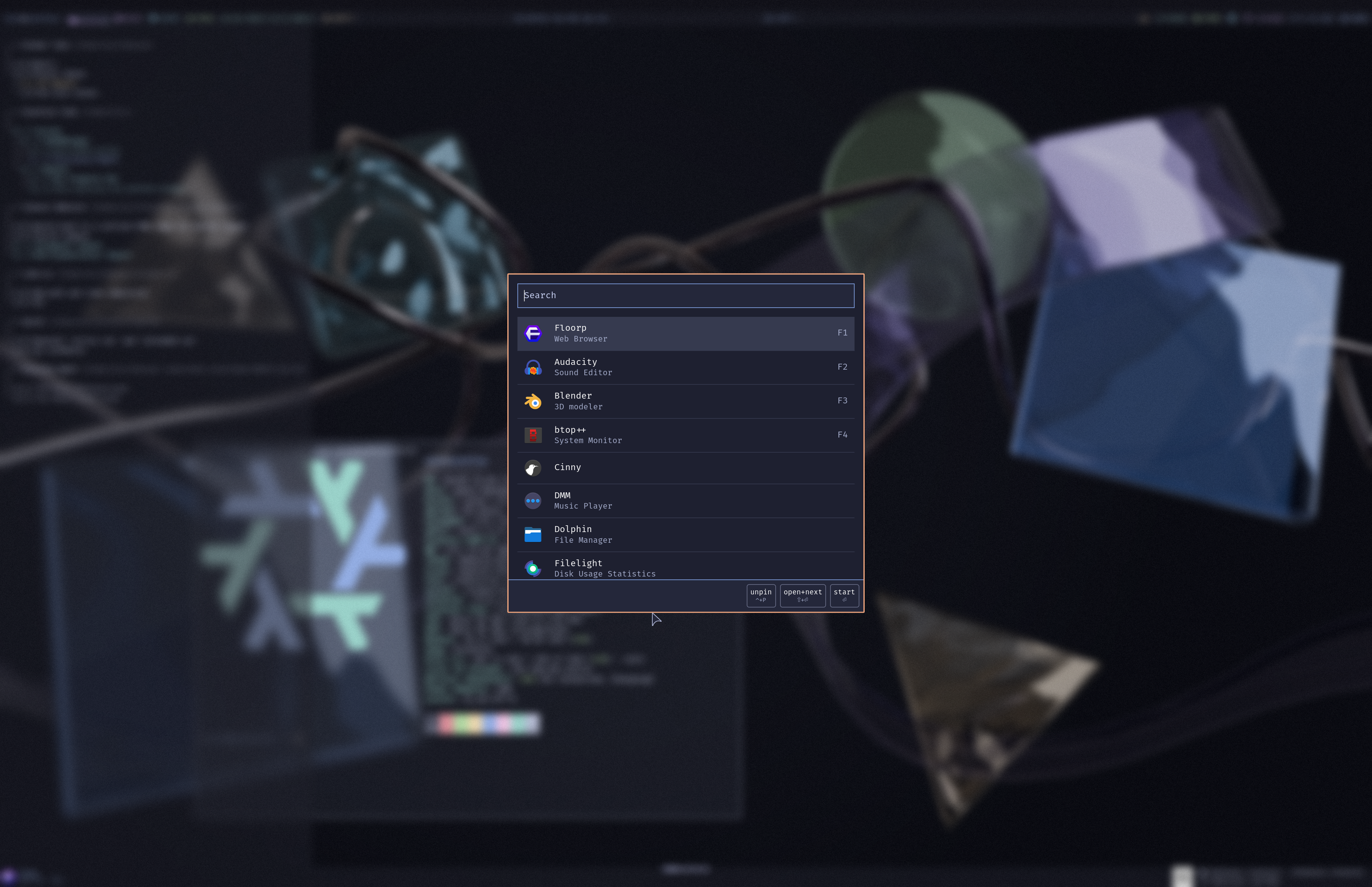 A screenshot of my application launcher, Walker.